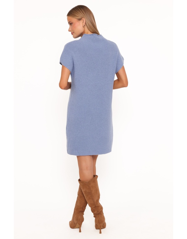 Petal & Pup - Wright Knit Mini Dress - Dusty Blue