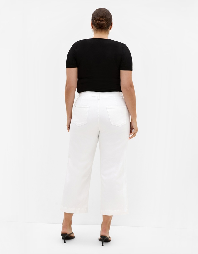 City Chic - Plus size Harley Fit Avery Wide Leg Crop Jean - ivory