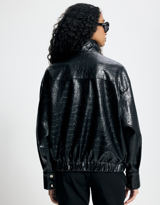 Lover - Lenore Funnel Croc Leather Look Bomber