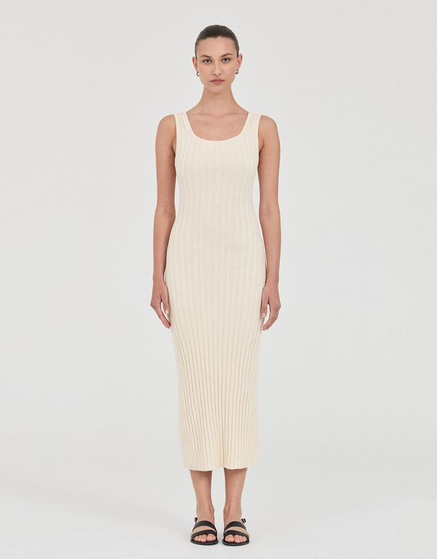 FRIEND of AUDREY - The Cotton Rib Square-Neck Dress