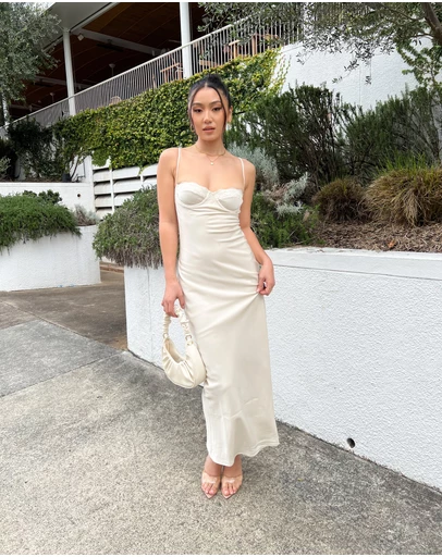 Beginning Boutique - Mariana Cream Lace Bust Midi Dress