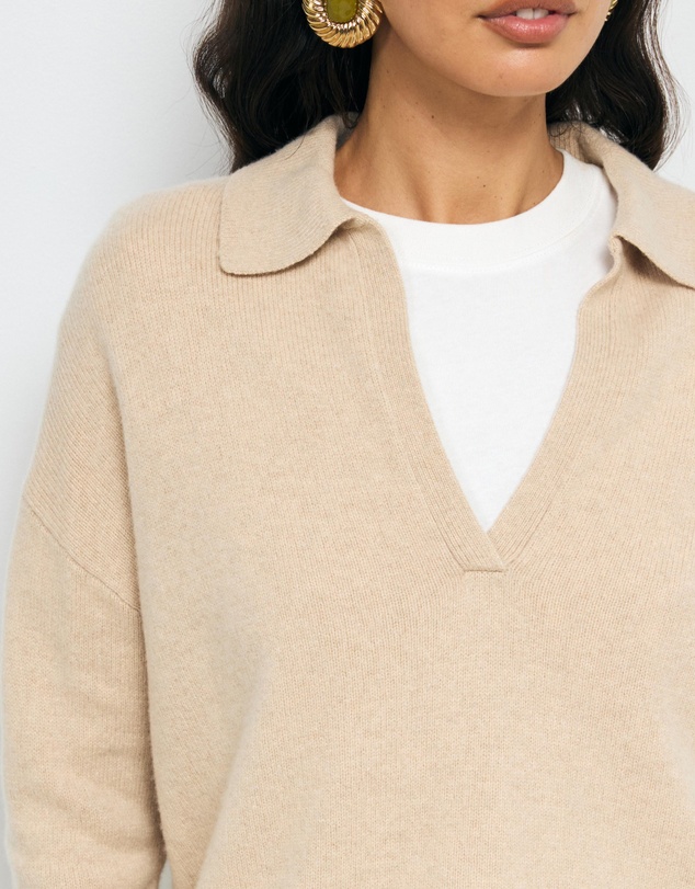 AERE - Asha Merino Wool Blend Polo Knit