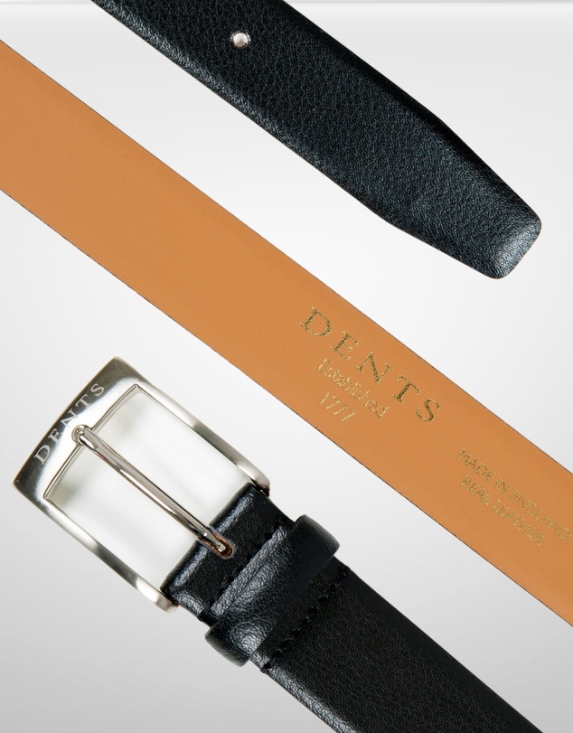 DENTS - Heritage Lined Matt Full-Grain Leather Belt with Satin Nickel Buckle