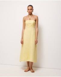 AERE - Maris Pintuck Strapless Linen Midi Dress
