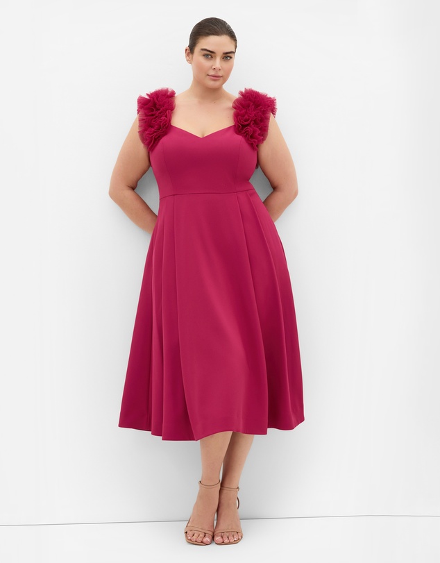 City Chic - Roselyn Ruffle Tulle Midi Dress
