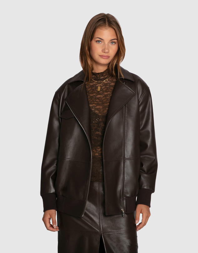 Belle & Bloom - Desert Moon Leather Bomber Jacket