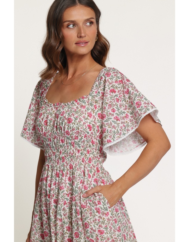 Petal & Pup - Tierney Midi Dress - Pink Green Floral