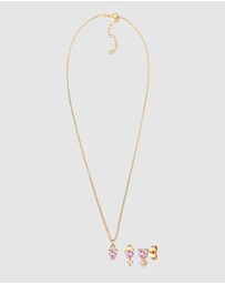 Elli Jewelry - Jewelry Set Heart Pink Zirconia 925 Sterling Silver Gold-plated