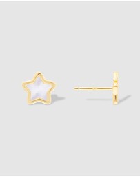 Wanderlust + Co - Star Pearl & Gold Stud Earrings
