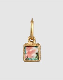 Haze & Glory - ICONIC EXCLUSIVE - Earrings Men Turquoise Square Hoop 925 Sterling Silver - Gold