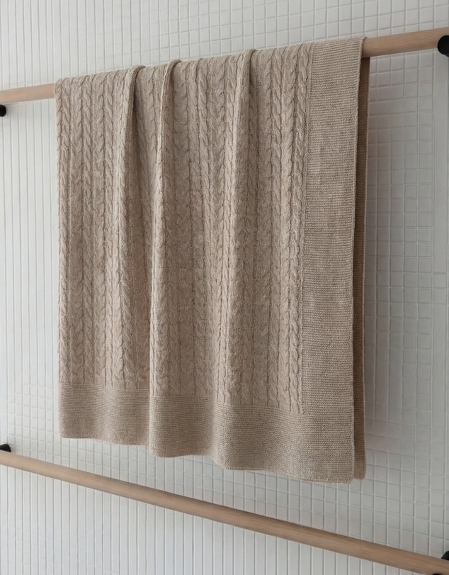 SILK MAGNOLIA - Cashmere Cable Baby Blanket