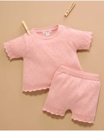 Purebaby - Scalloped Knit Set -Kids-Babies