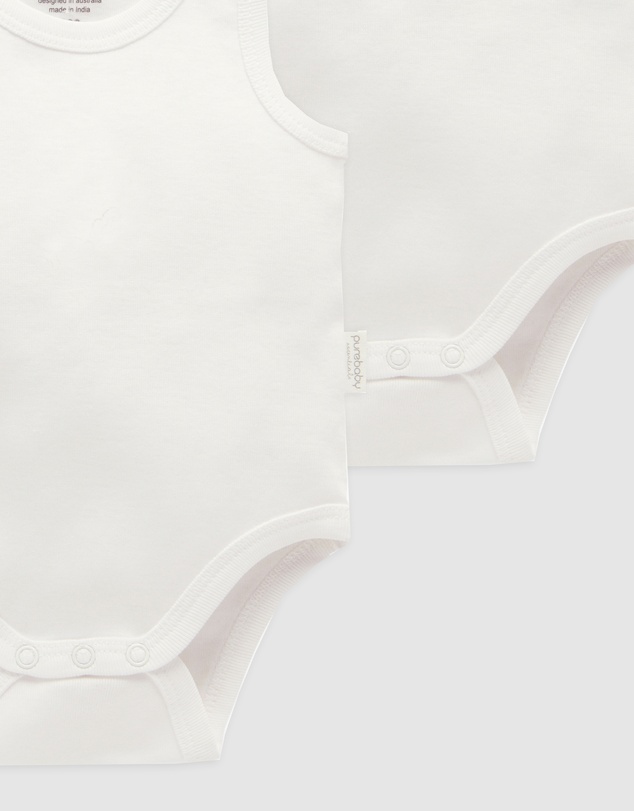 Purebaby - Rib Bodysuit 4 pack-Babies