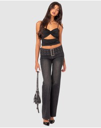 EDIKTED - Twist Front Gathered Cut Out Tank Top