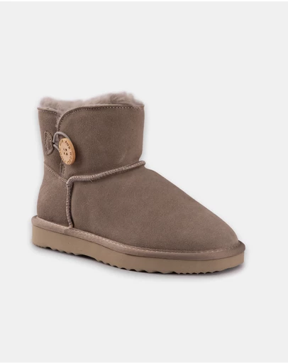 AusWooli Ugg Boots - Cabarita Short Sheepskin Wool Button Boots