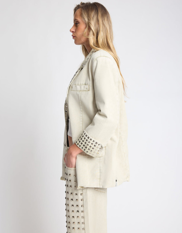 ONE TEASPOON - Silver Storm Studded Blazer - Antique Khaki