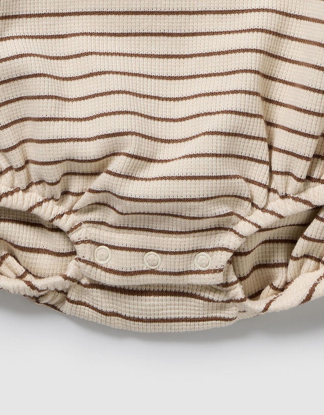 Wilson & Frenchy - Nutmeg Stripe Organic Waffle Bodysuit - Babies