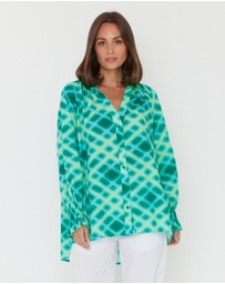 ALEXANDRA - Meeka Blouse Emerald Crosshatch
