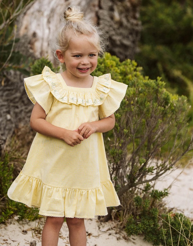 Bebe by Minihaha - Libby Check Dress With Embroidered Yoke - Babies