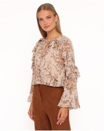 Petal & Pup - Caecilia Frill Top - Beige Floral