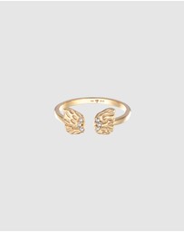 Elli Jewelry - Ring Open Butterfly Wings with Zirconia in 925 Sterling Silver Gold Plated