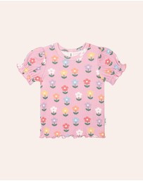 Huxbaby - Multi Colour Daisy Rib Tee - Babies-Kids