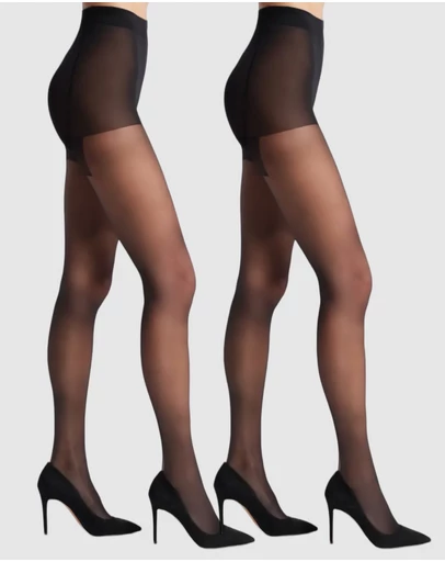 High Heel Jungle - 15 Denier Silky Slimming Sheer Tights - 2 Pack