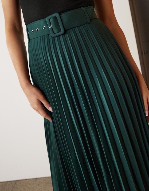 Atmos&Here - Hailey Pleated Belt Midi Skirt