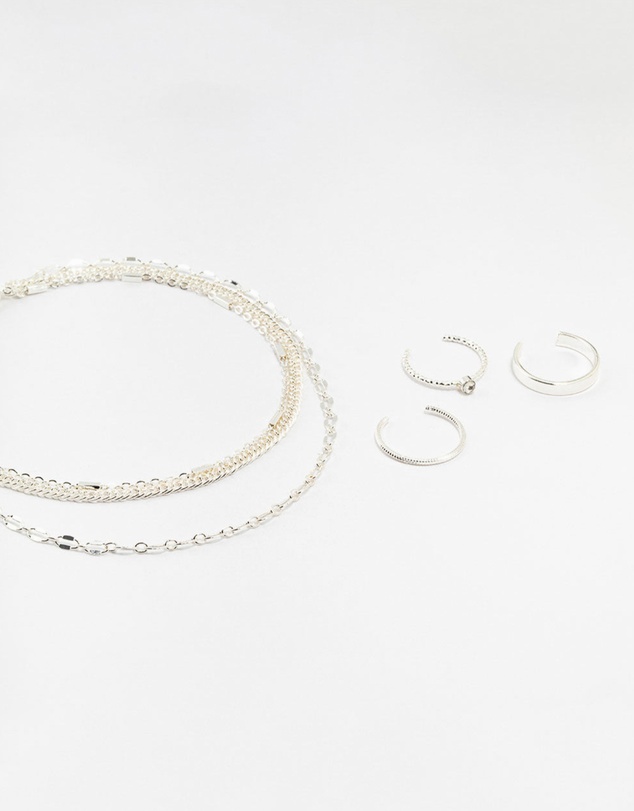 Lovisa - Silver Dumbell Anklet & Toe Rings Set