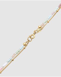 Elli Jewelry - Necklace Layer Beads Pastel with Freshwater Pearls in 925 Sterling Silver Gold Plated