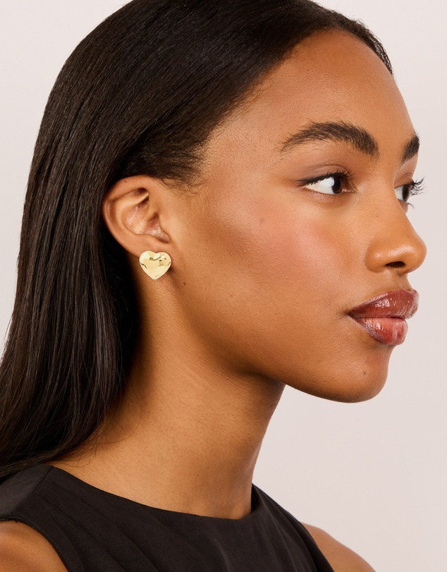 Lovisa - Waterproof Gold Plated Stainless Steel Puffy Heart Stud Earrings