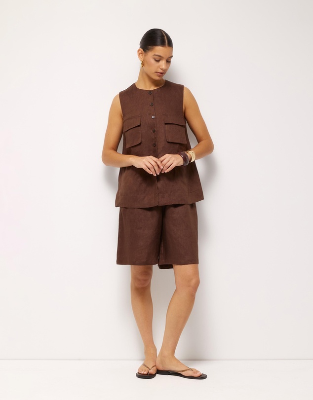 AERE - Patch Pocket Relaxed Linen Tank