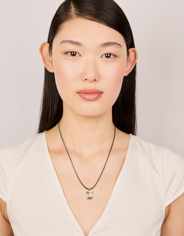 Lovisa - Waterproof Stainless Steel Large Bubble Letter J Cord Necklace