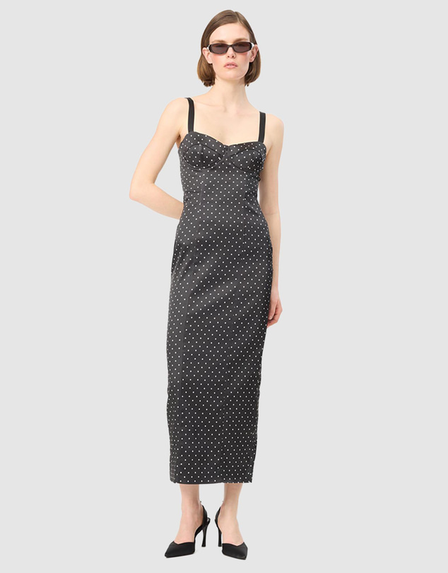 ROTATE - Satin Midi Bustier Dress