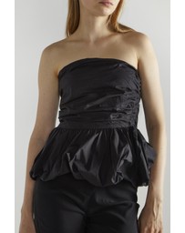 Glamorous - Ruched Puffball Peplum Strapless Top
