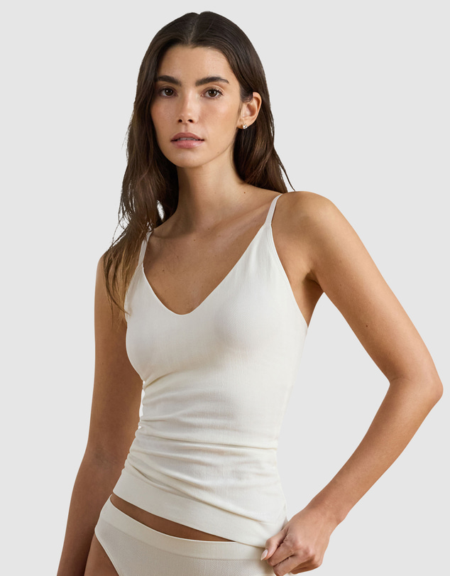 Lauren by Ralph Lauren - Herringbone Seamless Fitted Shelf Bra Camisole