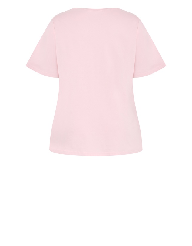 City Chic - Plus size Curved Hem Soho Cotton Tee - heavenly pink