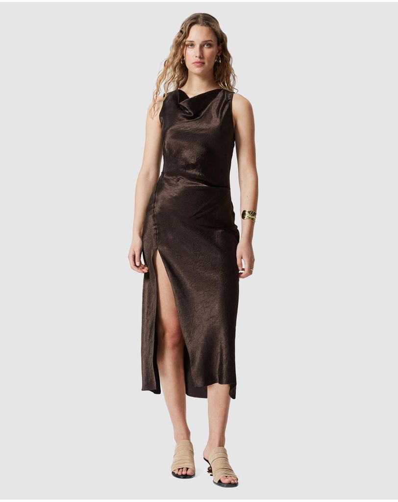 drhope satin midi dress Aurelia Satin V-Neck Midi Dress