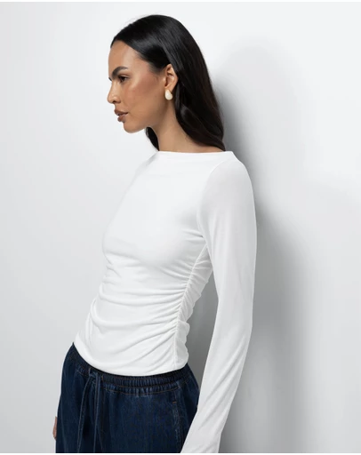 AERE - Cupro Boat Neck Top