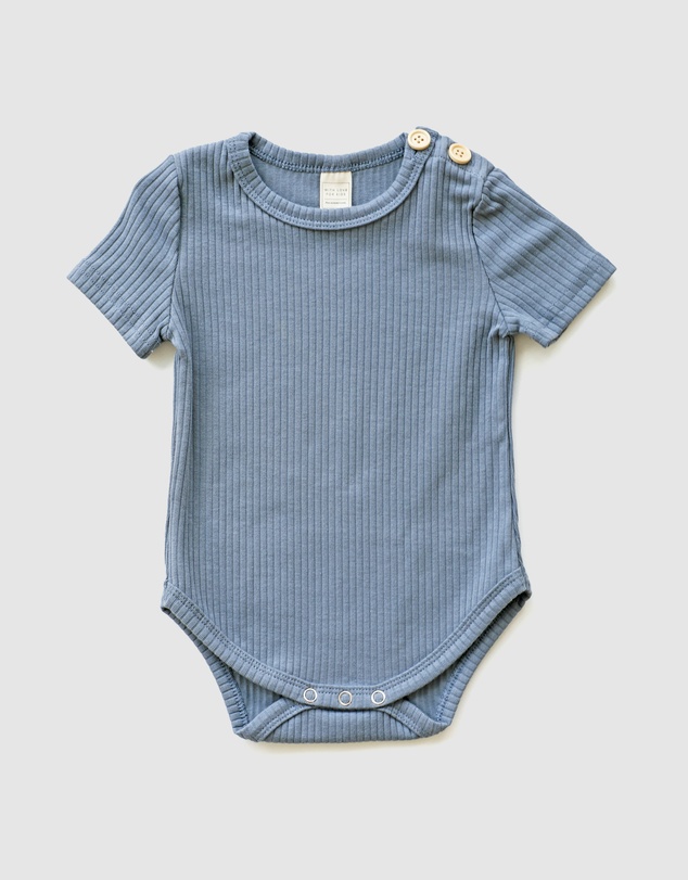 WITH LOVE FOR KIDS - BASICS Wide Ribbed Short Sleeve Onesie - Babies