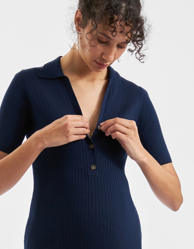 Ripe Maternity - Maddy Knit Polo Dress