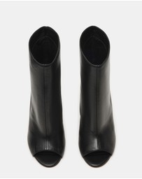 Steve Madden - Relix Black Leather Wedge Booties