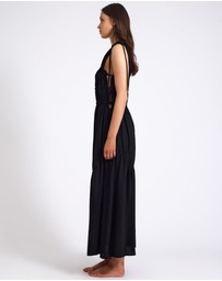 ONE TEASPOON - Evelyn Gathered Ruched Maxi Dress - Black