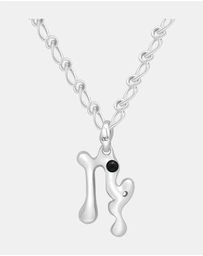 Graedance - Capricorn Black Onyx Pendant on Eclipse Necklace