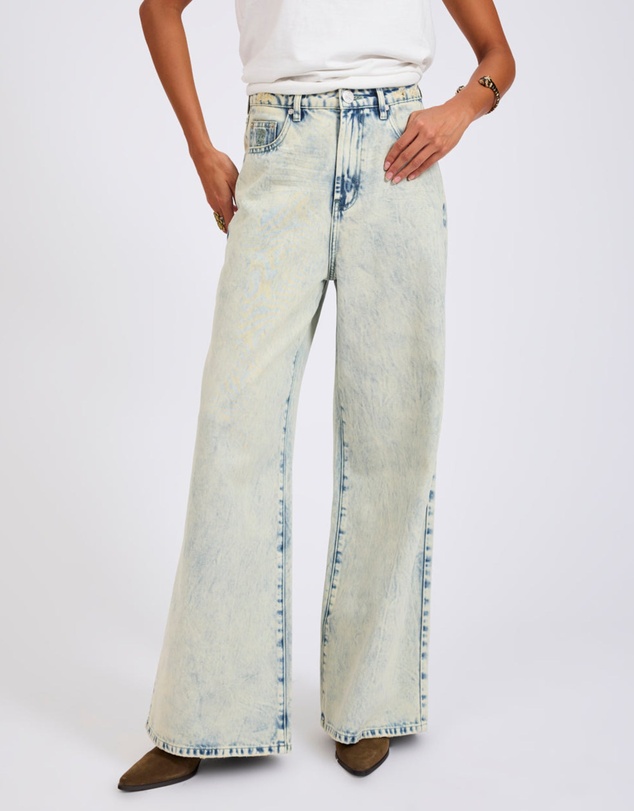 ONE TEASPOON - Love Machines Mid Waist Super Wide Leg Denim Jeans - Ambrosia Blue