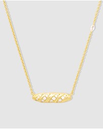 Wanderlust + Co - Baguette Pave Gold Necklace
