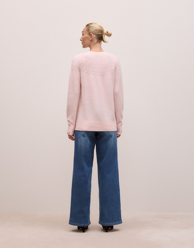 Trenery - Alpaca Merino Cable Yoke Knit in Rose Quartz