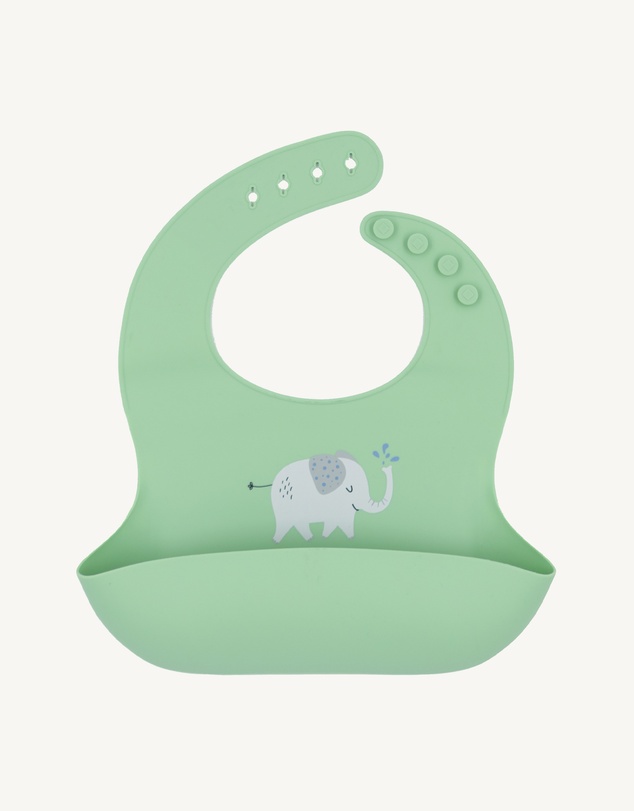 Playground - Silicone Bib - Elephant/ Sage