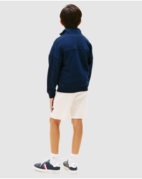 Tommy Hilfiger - Boys Logo Terry Quarter-Zip Sweatshirt - Teens