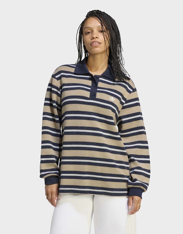 adidas Originals - STRIPE KNITTED POLO TOP Womens